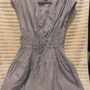 Nicole Miller Navy and White Striped Midi Dress